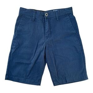 Volcom Frickin Chino Shorts Men's 28 Blue Dark‎ Wash 9" Inseam Flat Casual Skate